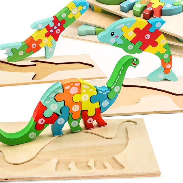 Kids Montessori Wooden Puzzles Educational Toys 4 Pack for 2-5 Year Old ...