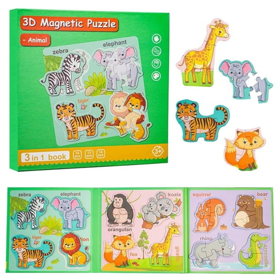 Jigsaw Puzzles for Kids Ages 3-5,Puzzles for Toddlers 1-3,   Animal Activities Toy Book for Boys & Girls 2-4, Learning Toy Gift for Road Trip Travel Puzzles