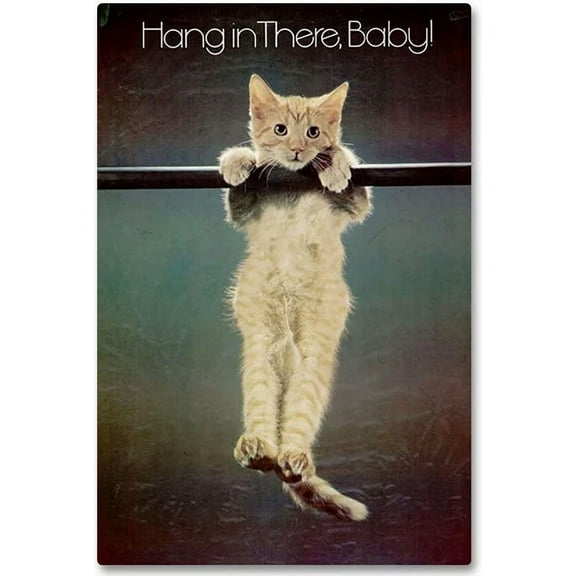 Puzzles Vintage Matal Cat Posters Hang There, Baby Retro Vintage Bar Farmhouse Gifts Thick Sturdy Party Games Props for Women Men and Kids Game Artwork1000 Piece