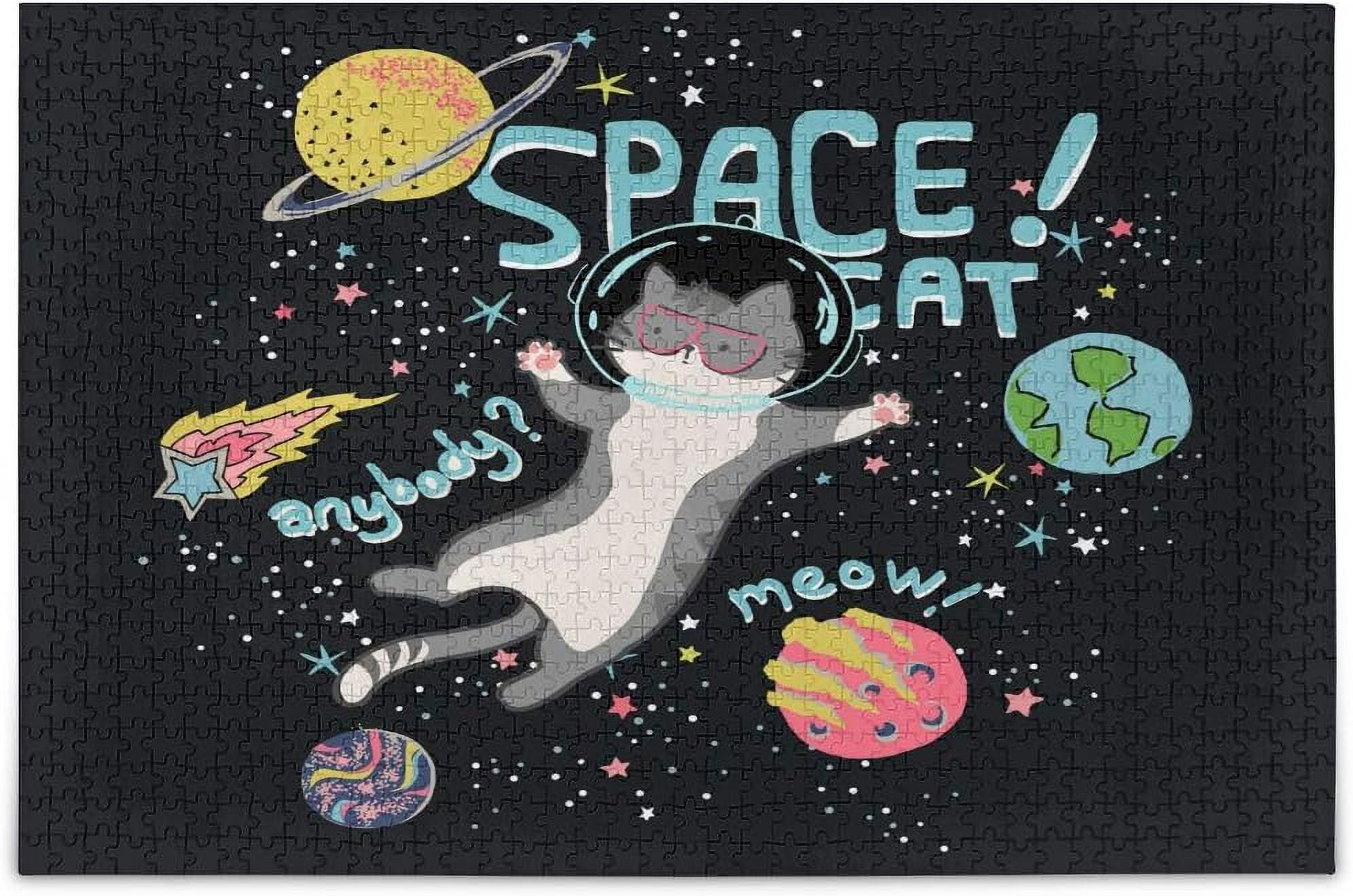 Puzzles for Adults 1000 Piece Space Cute Cat Animal Challenging ...