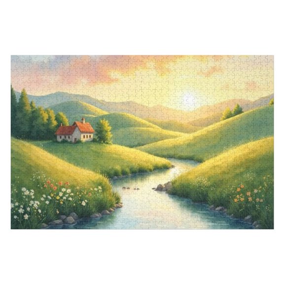Puzzles for Adults 1000 Pieces - Beautiful Watercolor Nature Landscape Funny Challenging Puzzle Brain Teaser Activity Perfect for Game Nights