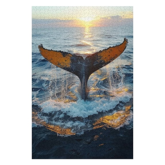 Puzzles for Adults 1000 Pieces - Beautiful Whale Crossing Ocean Funny Jigsaw Puzzles Learning & Fun Educational Toys Gift