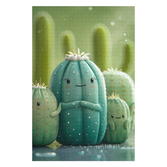 Puzzles for Adults 1000 Pieces - Cartoon Cacti With Friendly Face Funny Boxed Puzzles,Challenging and Relaxing Gifts Idea for Puzzle Enthusiasts