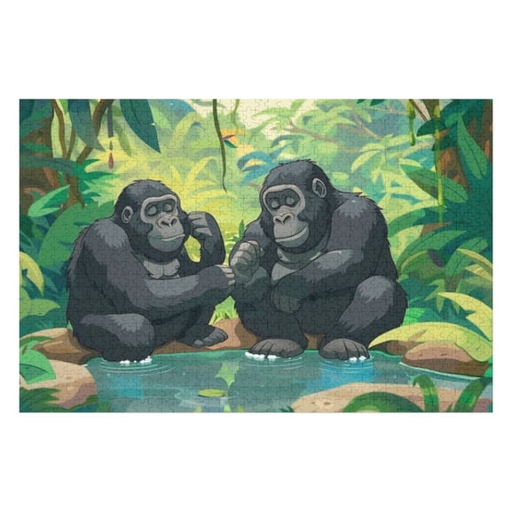 Puzzles for Adults 1000 Pieces - Cartoon Gorilla Jungle Funny Puzzle - Unique Brain Teaser, for Puzzle Enthusiasts