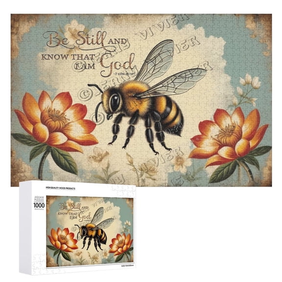 Puzzles for Adults 1000 Pieces, Difficult Challenge Bee Jigsaw Puzzles,Bee & Flower Puzzles as Wall Decor