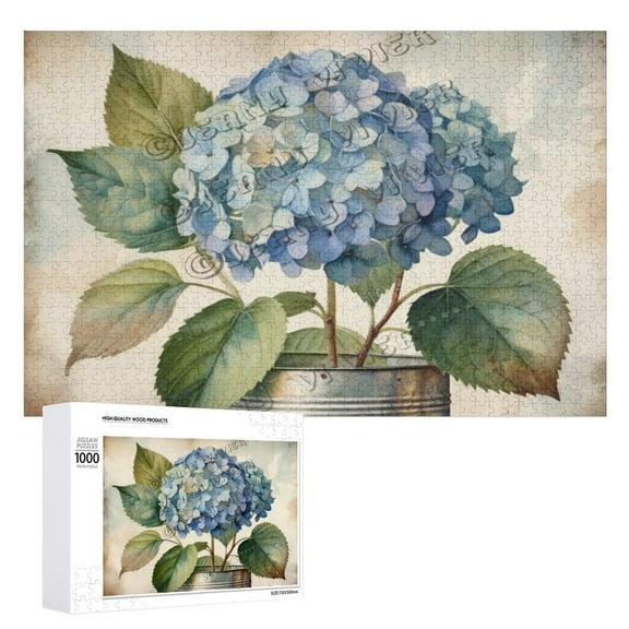 Puzzles for Adults 1000 Pieces, Difficult Challenge Hydrangea Jigsaw Puzzles,Spring Flower Puzzles as Wall Decor
