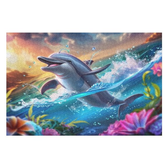 Puzzles for Adults 1000 Pieces - Dolphin Best Challenging Puzzles for Cognitive Workout - Safe Eco-Friendly - Most Popular Leisure Activities