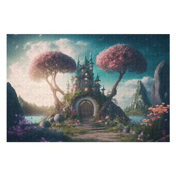 Puzzles for Adults 1000 Pieces - Fairyland Forest With Tall Trees Puzzle Challenging Educational Toys Puzzles Reduced Pressure Gift