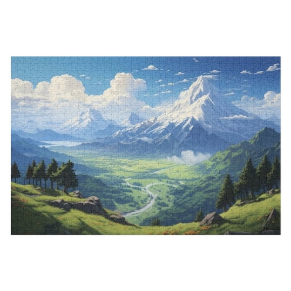 Puzzles for Adults 1000 Pieces - Fantasy Style Scene With Mountains Landscape Funny Puzzles Gift for Birthday Wedding Christmas Halloween