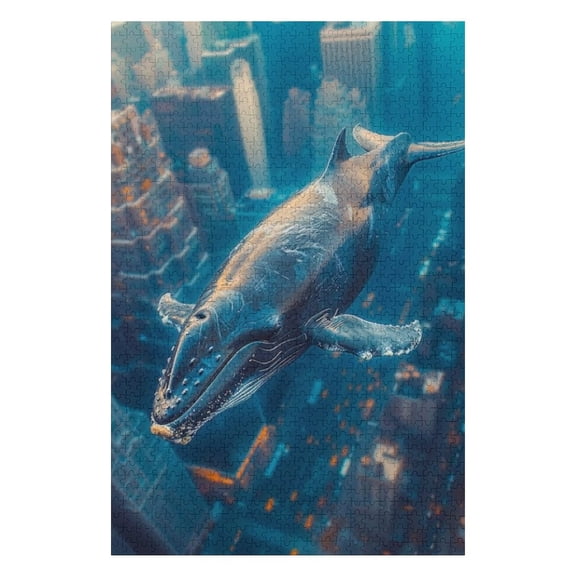 Puzzles for Adults 1000 Pieces - Fantasy Whale Sky Puzzle Challenging Educational Toys Puzzles Reduced Pressure Gift