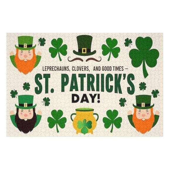 Puzzles for Adults 1000 Pieces - Festive Leprechauns Clovers St Patrick'S Day Celebration Funny Challenging Jigsaw Puzzle Perfect for Game Nights