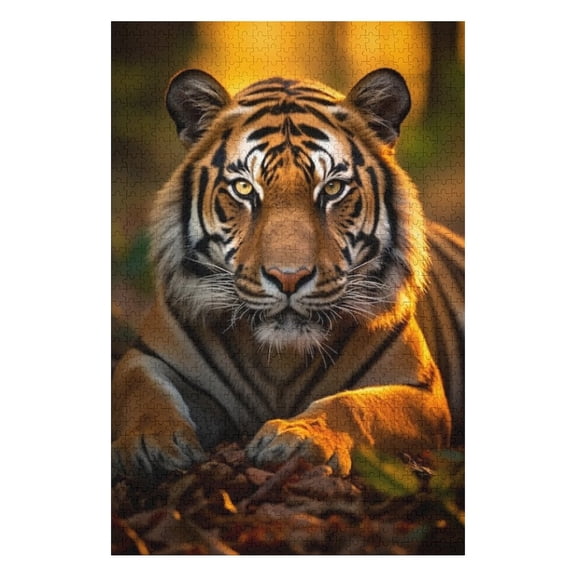 Puzzles for Adults 1000 Pieces - Front Wild Tiger Nature Funny Challenging Puzzle Brain Teaser Activity Perfect for Game Nights