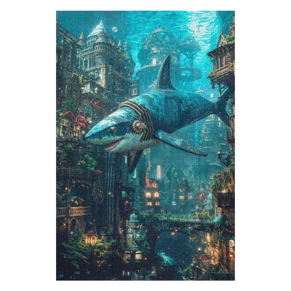 Puzzles for Adults 1000 Pieces - Futuristic Robot Shark Puzzle Challenging Educational Toys Puzzles Reduced Pressure Gift