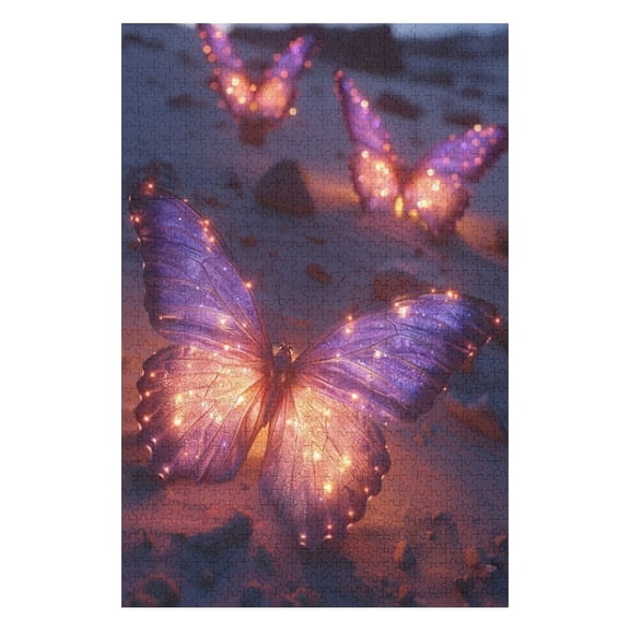 Puzzles for Adults 1000 Pieces - Glowing Purple Butterfly Funny Family Interactive for Puzzles Club Decor Or Gifts for Friends