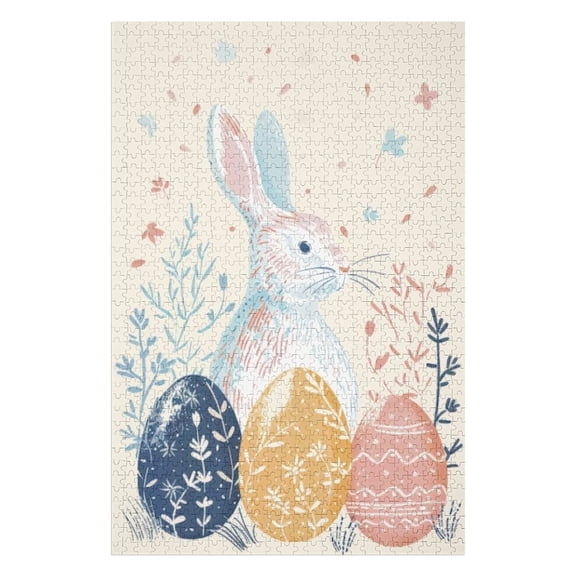 Puzzles for Adults 1000 Pieces - Happy Easter Eggs Bunny Colors Joyful Holiday Puzzle Challenging Educational Toys Puzzles Reduced Pressure Gift