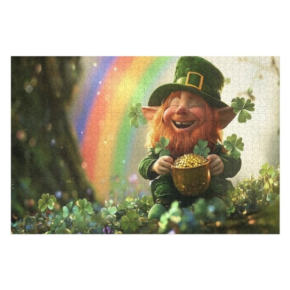 Puzzles for Adults 1000 Pieces - Happy Leprechaun Challenging Jigsaw Puzzle, Daring to Try, Family Entertainment Interactive Fun Jigsaw Puzzle Gifts