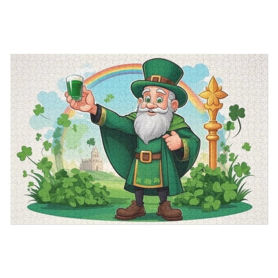 Puzzles for Adults 1000 Pieces - Irish Saint Patrick Cartoon Funny Puzzles Educational Games Gift for Birthday Christmas Halloween