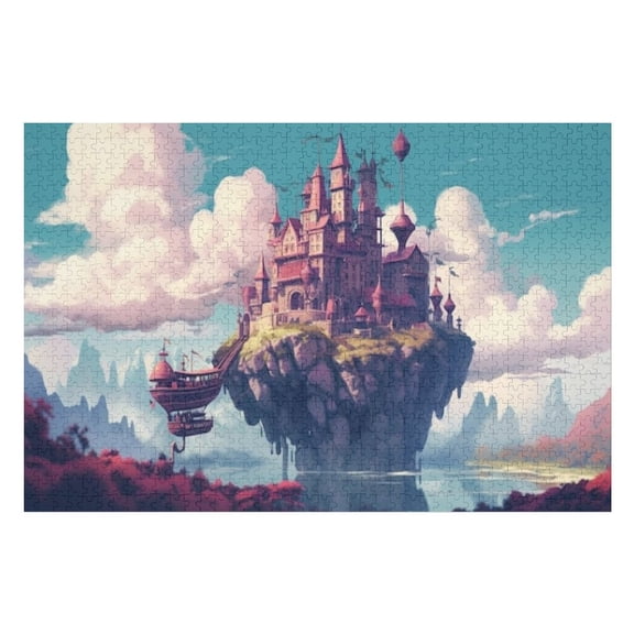 Puzzles for Adults 1000 Pieces - Landscape With Floating Castle Funny Puzzle Unique Difficult and Challenge Large Puzzle Game Toys Gift