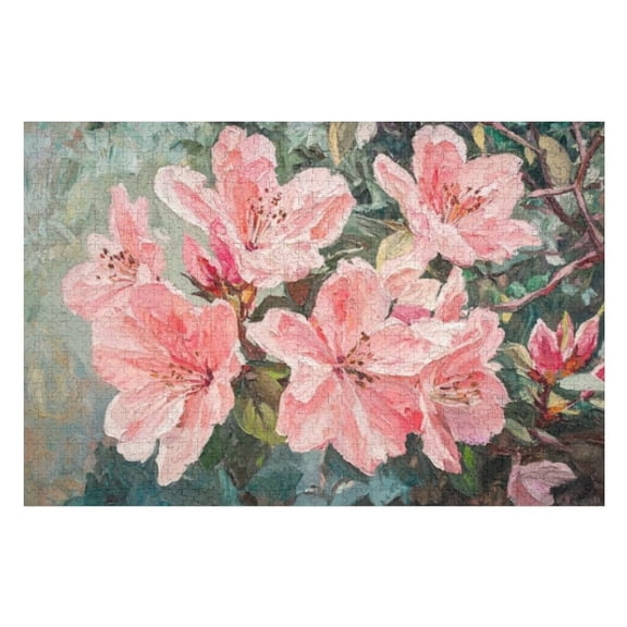 Puzzles for Adults 1000 Pieces - Pink Azalea Blossoms Funny Jigsaw Puzzles Learning & Fun Educational Toys Gift
