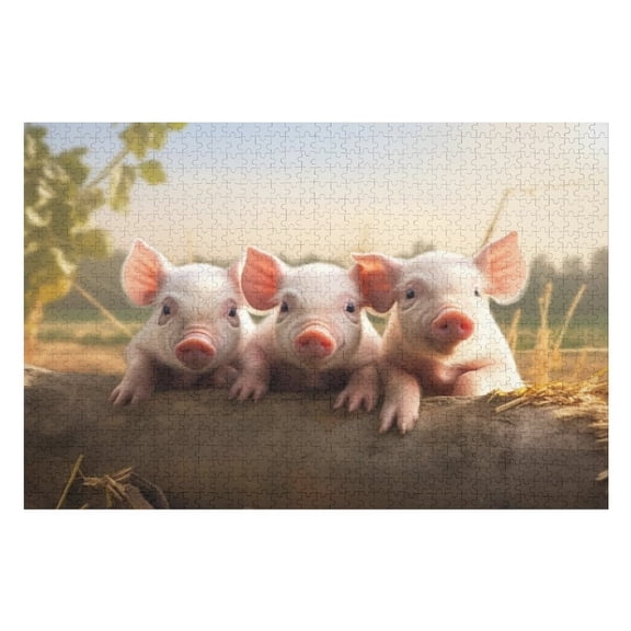 Puzzles for Adults 1000 Pieces - Three Little Piglets Nature Fun Brain Puzzle Lovers Challenging and Relaxing Gifts Idea