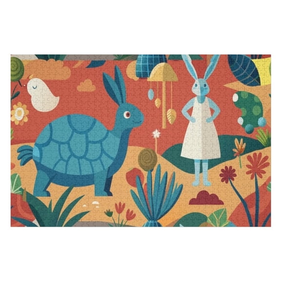 Puzzles for Adults 1000 Pieces - Tortoise Rabbit Challenging Jigsaw Puzzle, Daring to Try, Family Entertainment Interactive Fun Jigsaw Puzzle Gifts