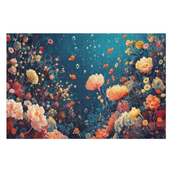 Puzzles for Adults 1000 Pieces - Vibrant Underwater Coral Reef Funny Challenging Puzzle Brain Teaser Activity Perfect for Game Nights