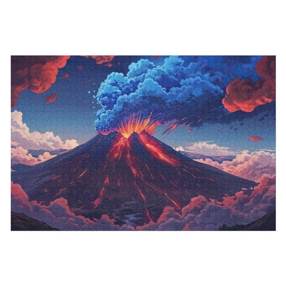 Puzzles for Adults 1000 Pieces - Volcano Funny Puzzle Unique Difficult and Challenge Large Puzzle Game Toys Gift