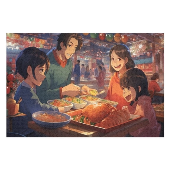 Puzzles for Adults 300 Pieces - Anime Friends New Year Seve Puzzle Challenging Educational Toys Puzzles Reduced Pressure Gift