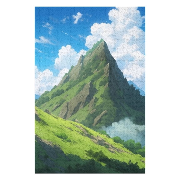 Puzzles for Adults 300 Pieces - Anime Style Mountains Landscape Funny Challenging Puzzle Brain Teaser Activity Perfect for Game Nights