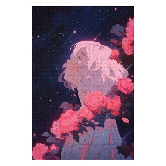 Puzzles for Adults 300 Pieces - Anime Style Rose Puzzle Challenging Educational Toys Puzzles Reduced Pressure Gift