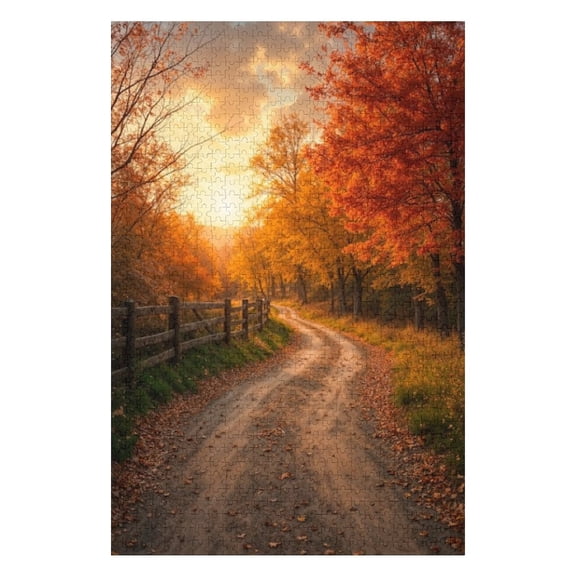 Puzzles for Adults 300 Pieces - Autumn Landscape Forestry Road Challenging Gift for Puzzle Lovers, Fun Time with Friends, Displayable Wall Decor