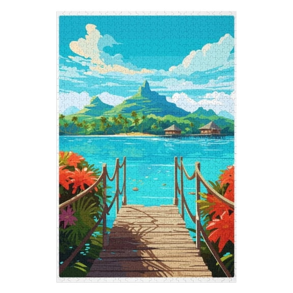 Puzzles for Adults 300 Pieces - Bora French Polynesia Funny Challenging Puzzle Brain Teaser Activity Perfect for Game Nights