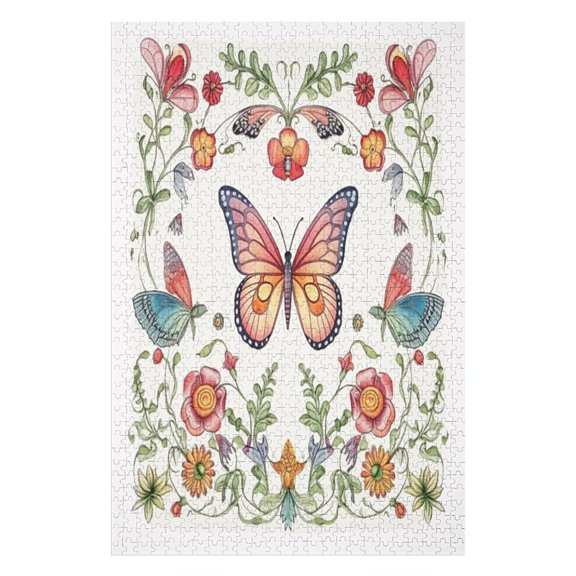Puzzles for Adults 300 Pieces - Butterfly Flower Challenging Gift for Puzzle Lovers, Fun Time with Friends, Displayable Wall Decor