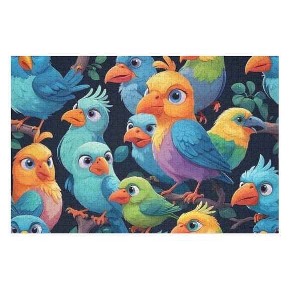 Puzzles for Adults 300 Pieces - Cartoon Character Bird Funny Puzzle Unique Difficult and Challenge Large Puzzle Game Toys Gift