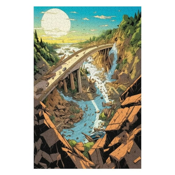 Puzzles for Adults 300 Pieces - Cartoon Comic Style Earthquake Fun Brain Puzzle Lovers Challenging and Relaxing Gifts Idea