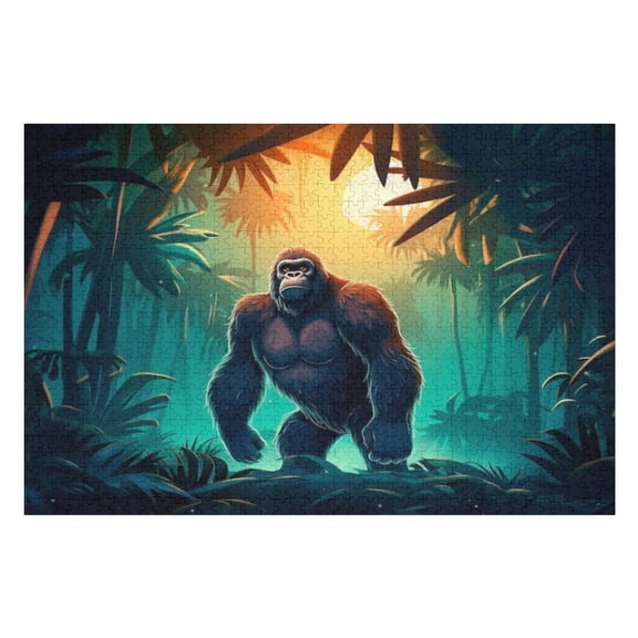 Puzzles for Adults 300 Pieces - Cartoon Gorilla Jungle Funny Challenging Puzzle Brain Teaser Activity Perfect for Game Nights