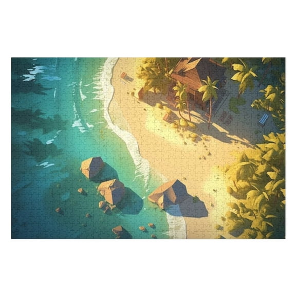 Puzzles for Adults 300 Pieces - Cartoon Landscape Tropical Island Funny Jigsaw Puzzles Learning & Fun Educational Toys Gift