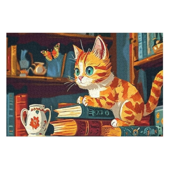 Puzzles for Adults 300 Pieces - Cats Are Sitting Book Funny Jigsaw Puzzles Learning & Fun Educational Toys Gift