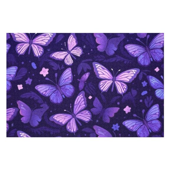 Puzzles for Adults 300 Pieces - Cute With Purple Butterflies Funny Challenging Puzzle Brain Teaser Activity Perfect for Game Nights