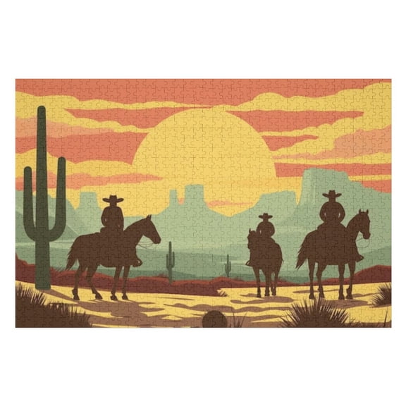 Puzzles for Adults 300 Pieces - Desert Cowboys Challenging Gift for Puzzle Lovers, Fun Time with Friends, Displayable Wall Decor