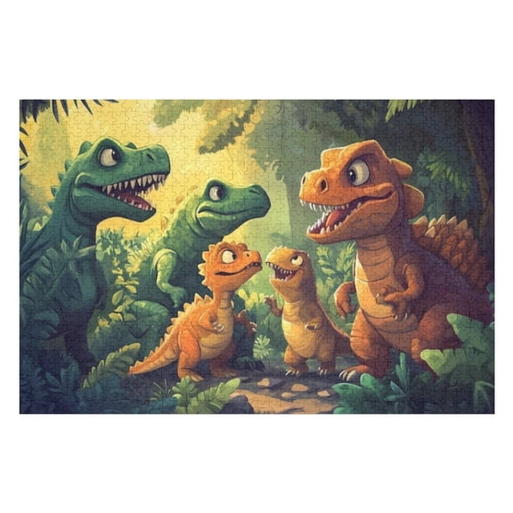 Puzzles for Adults 300 Pieces - Dinosaur Friends Jungle Funny Jigsaw Puzzles Learning & Fun Educational Toys Gift