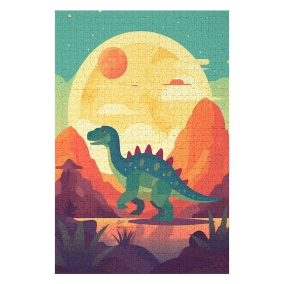 Puzzles for Adults 300 Pieces - Dinosaur Walking Desert Night Challenging Gift for Puzzle Lovers, Fun Time with Friends, Displayable Wall Decor