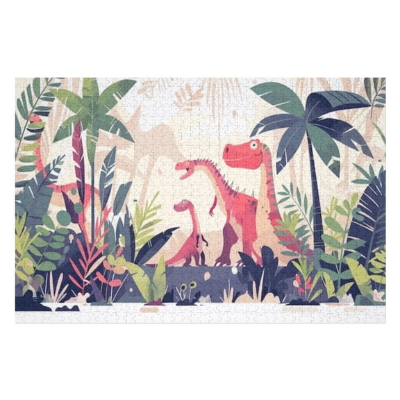 Puzzles for Adults 300 Pieces - Dinosaurs Prehistoric Jungle Cartoon Funny Family Interactive for Puzzles Club Decor Or Gifts for Friends