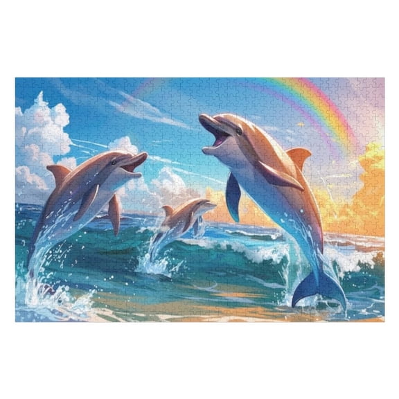 Puzzles for Adults 300 Pieces - Dolphin Challenging Jigsaw Puzzle, Daring to Try, Family Entertainment Interactive Fun Jigsaw Puzzle Gifts