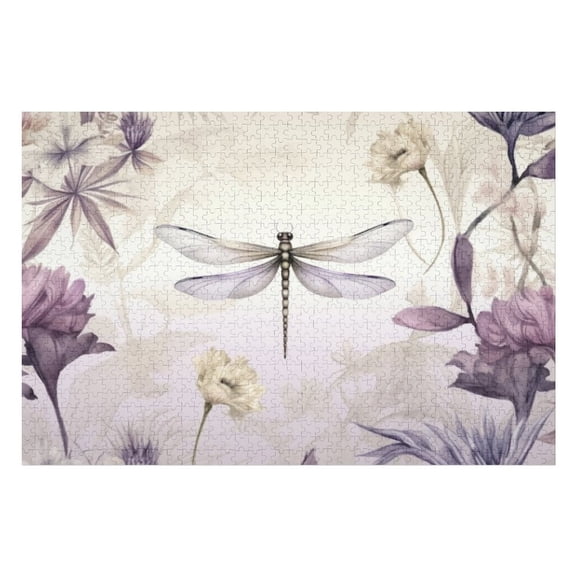 Puzzles for Adults 300 Pieces - Dragonfly Dragonfly Flower Insect Puzzle Challenging Educational Toys Puzzles Reduced Pressure Gift