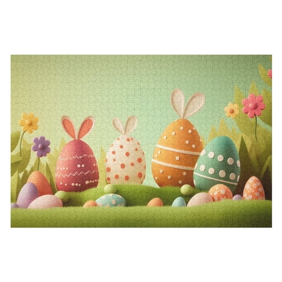 Puzzles for Adults 300 Pieces - Easter Eggs With Bunny Ears Funny Challenging Puzzle Brain Teaser Activity Perfect for Game Nights
