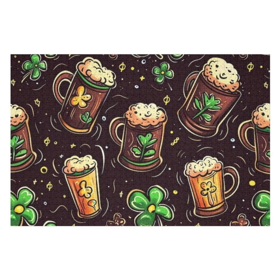 Puzzles for Adults 300 Pieces - Elements Saint Patrick Funny Puzzles Gift for Birthday Wedding Christmas Halloween