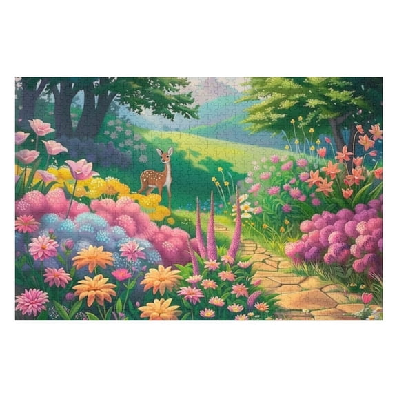 Puzzles for Adults 300 Pieces - Flower Landscape Funny Challenging Puzzle Brain Teaser Activity Perfect for Game Nights