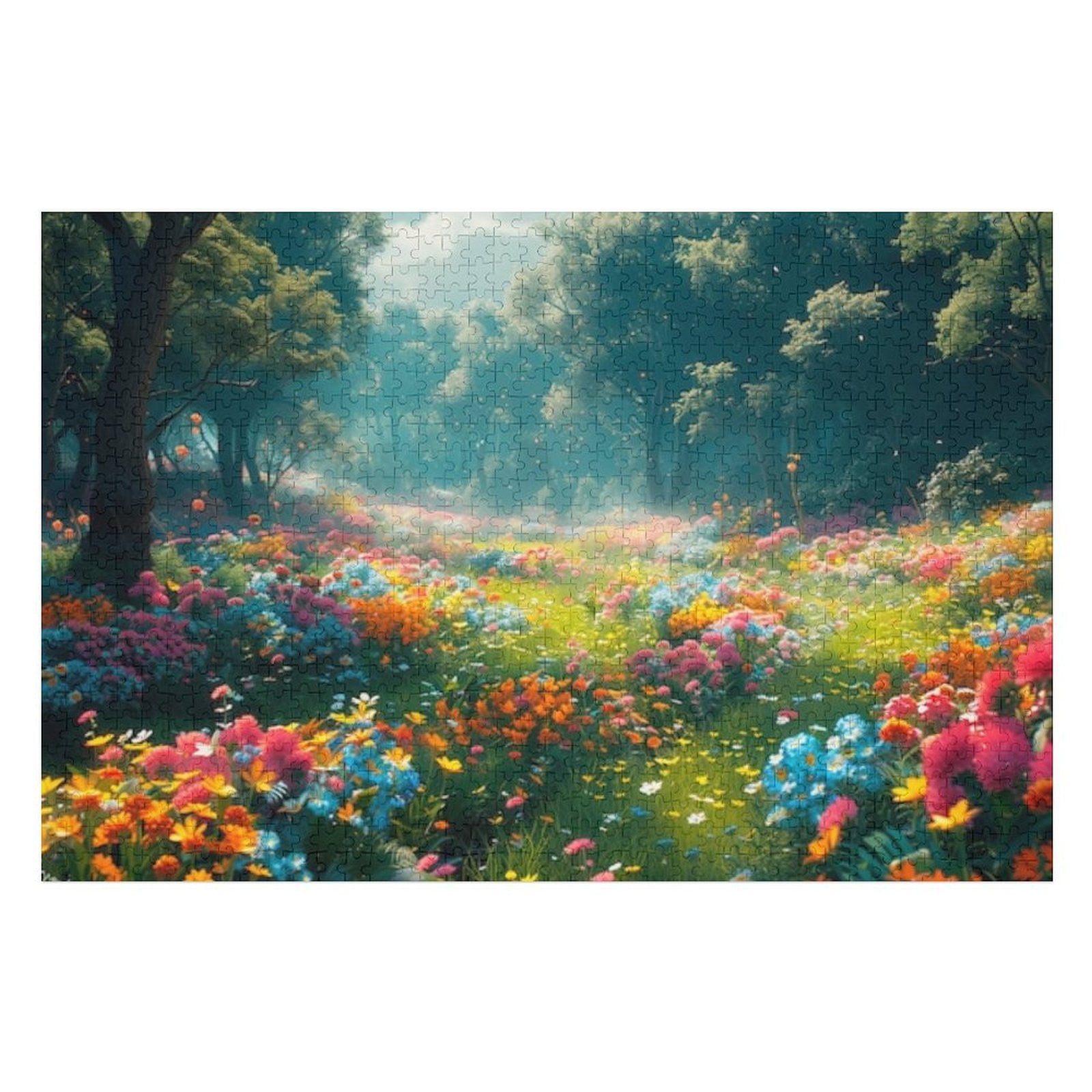300-Piece Garden Jigsaw Puzzle For Adults & Family - Colorful Trees & Flowers, 20.5"x15" Finished Size