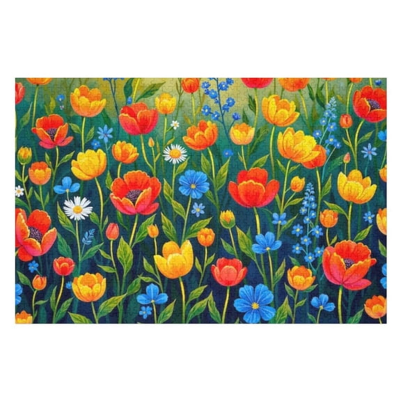 Puzzles for Adults 300 Pieces - Flower Meadow Pattern Funny Challenging Puzzle Perfect for Game Nights